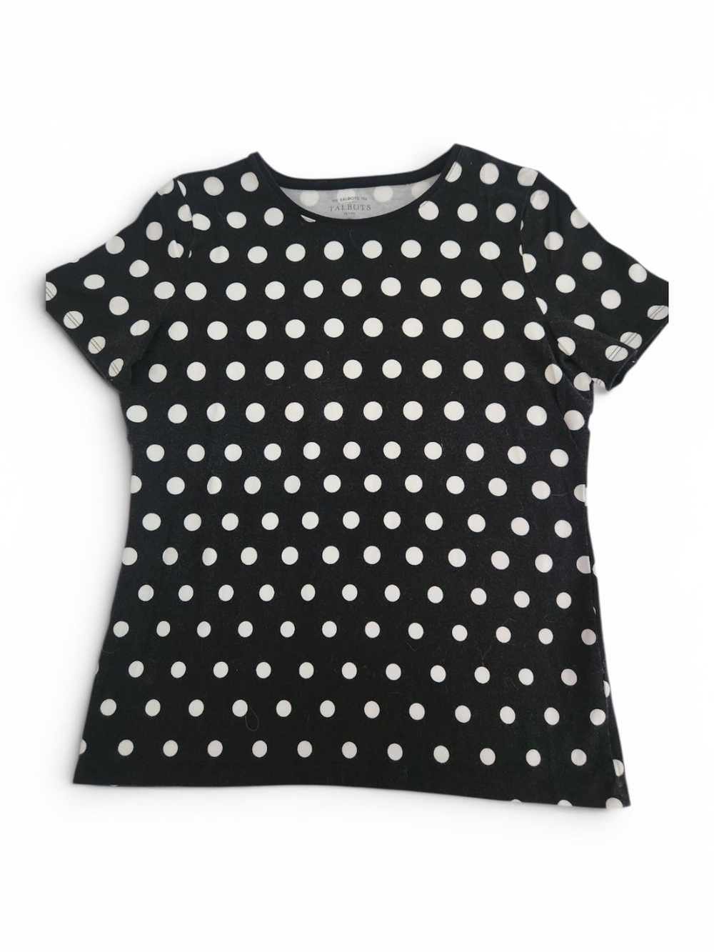 Talbots The Talbots Tee In Black with White Polka Dots Size MP